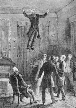 Illustration of Daniel Douglas Home performing levitation 