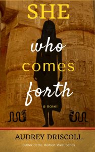 Cover image for She Who Comes Forth created with Canva